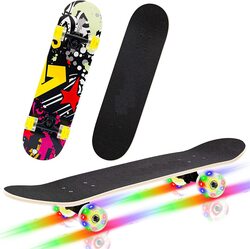 Marshal Fitness Aluminium Base Anti Slip Skateboards with Flashing Wheels, 31 x 8 Inch, MF-0283, Black