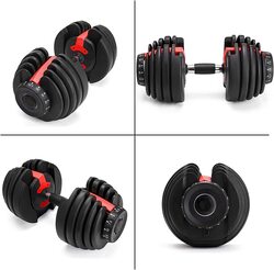 Marshal Fitness Adjustable Dumbbell, 2 x 52.5lbs, Black