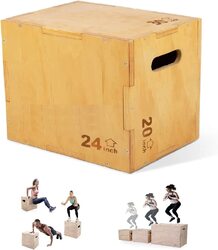 Marshal Fitness Wooden Plyo Jumping Trainers Box for Workout, Large, MF-0357, Beige