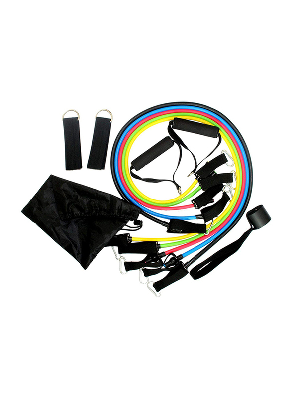 11-Pieces Fitness Resistance Band Set, Multicolour