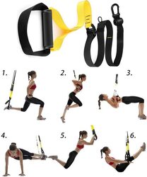 Marshal Fitness Body Weight Suspension Trainer Pull Rope Straps Kit, Mf-0018, Yellow