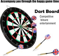 Marshal Fitness 18-Inch Professional Double Sided Flocking Dart Board with 6 Darts Pin, MF-0232, Multicolour