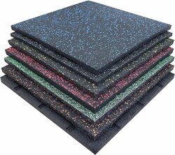 Marshal Fitness 15mm Rubber Floor Soundproof Mat Set, 4 Pieces, Multicolour