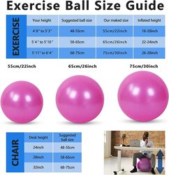 Marshal Fitness Balance & Birthing Anti-Burst Yoga Ball with Quick Pump, 65cm, Pink