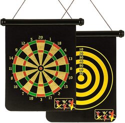 Marshal Fitness 15 Double Sided Magnetic Darts Board with 6 Darts Pin, mf-0242, Multicolour