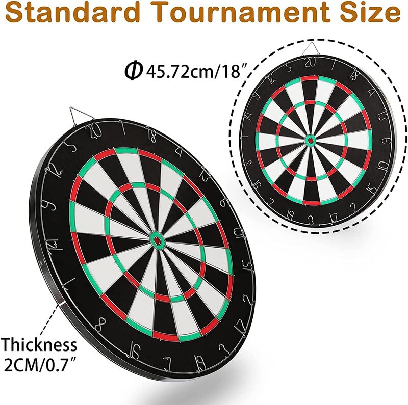 Marshal Fitness 18-Inch Professional Double Sided Flocking Dart Board with 6 Darts Pin, MF-0232, Multicolour