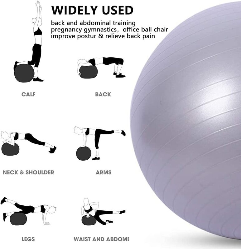 Marshal Fitness Anti-Burst Balance Strength Yoga Ball, 75cm, Silver