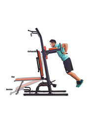 Marshal Fitness Multifunction Pull Up Dip Station with Bench Adjustable Height, MF-9402, Black