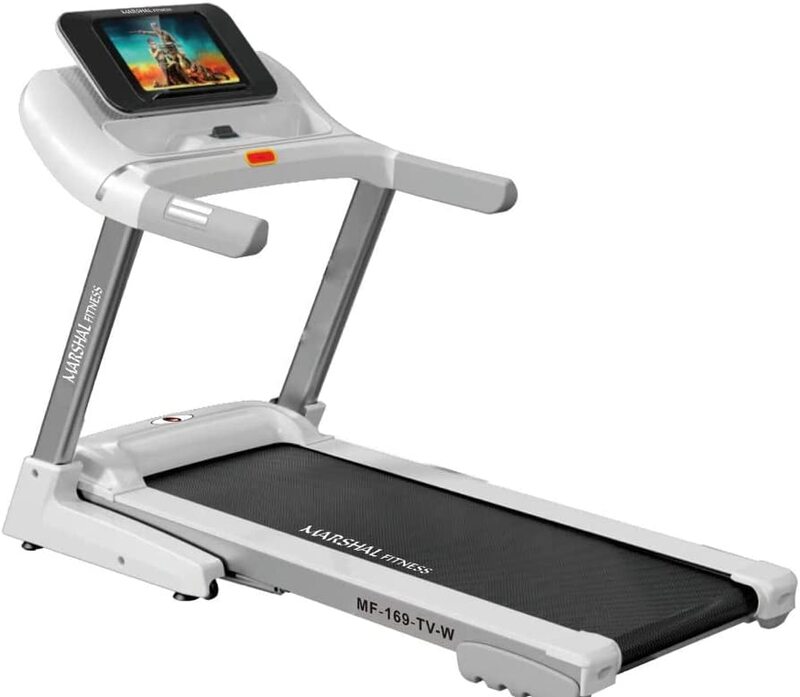 Marshal Fitness Home Use Best TV Treadmill with 3.5 DC-HP Motor and Max User 100Kg, MF-169-TV, White