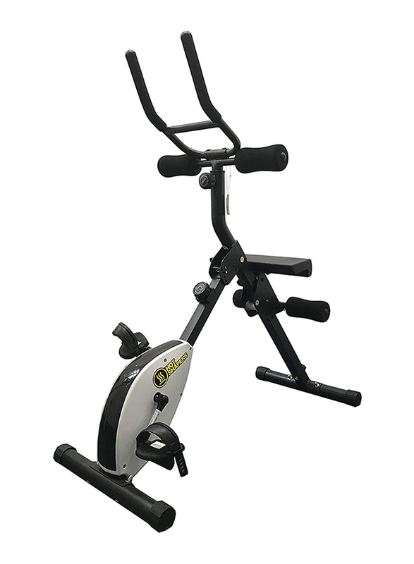 Marshal Fitness Multifunction Magnetic Foldable Exercise Bike with Total Ab Crunch Cardio, MFK-72XB, Black