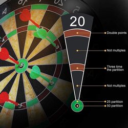 Marshal Fitness 46cm Magnetic Dart Board with 6 Strong Darts Pin, Mf0236, Green/Red/White