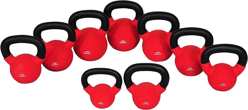 Marshal Fitness Neoprene Kettlebell with Firm Grip Handle, 6Kg, MF-0051, Black/Red