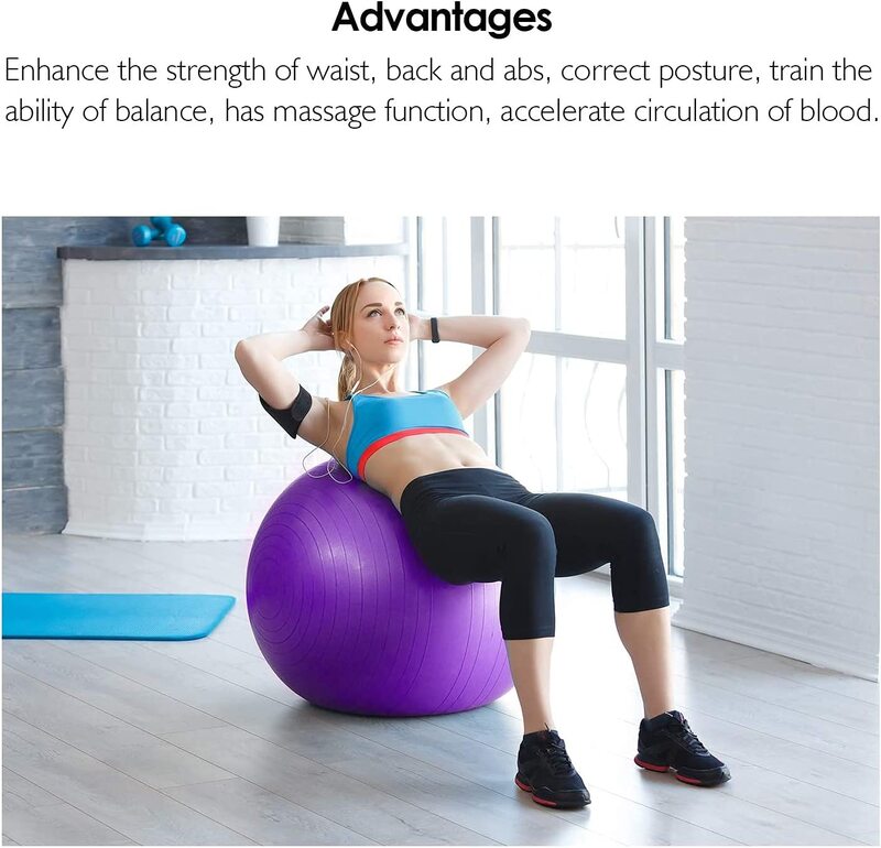 Marshal Fitness Anti-Burst Balance Strength Yoga Ball, 75cm, Purple