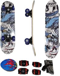Marshal Fitness Skateboard with Helmet/Knee/Elbow Protection Kit, 60cm, Mf-0442, Multicolour