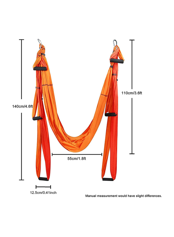 Marshal Fitness Anti-Gravity Ceiling Hanging Yoga Sling for Aerial Yoga Inversion Tool, MF-0156, Orange