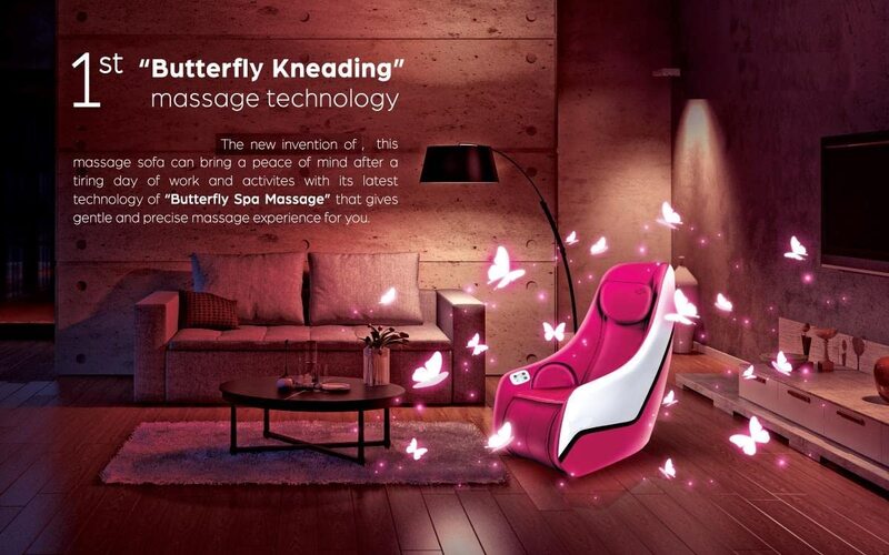 Marshal Fitness Relax Sofa with Butterfly Massage Technology, Pink