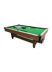 Marshal Fitness 8-Feet Coin Billiard Table, with Ball Collection System, Brown/Green