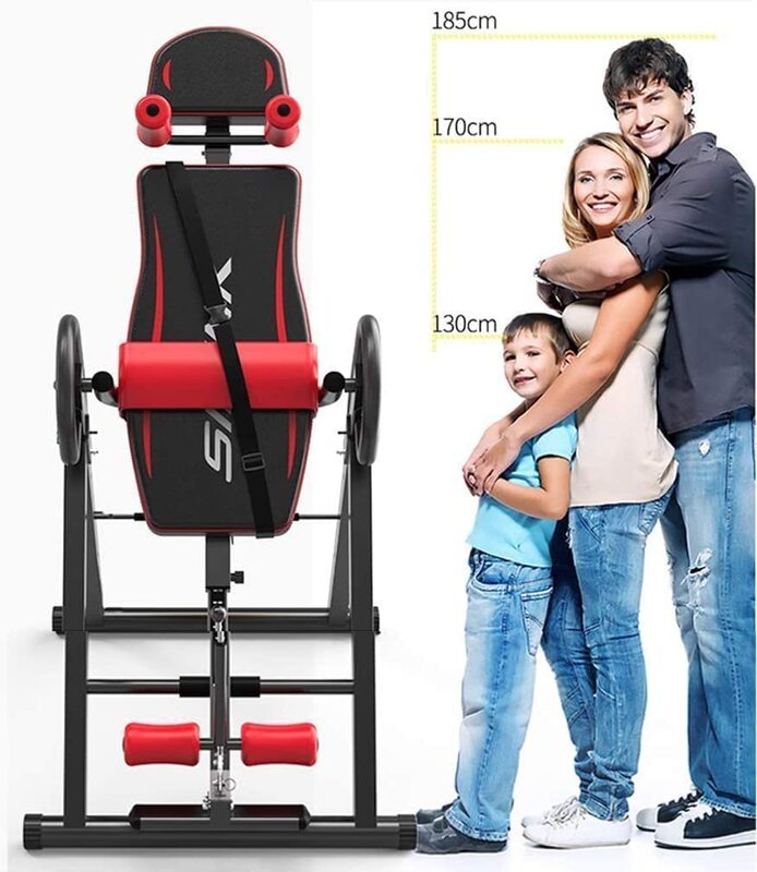Marshal Fitness Foldable Inversion Table with Headrest, MF-0071, Black/Red