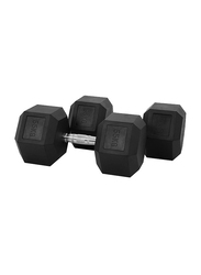 Marshal Fitness Rubber Hex Dumbbell, 55KG, Black/Silver