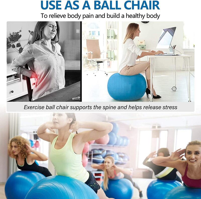 Marshal Fitness Anti-Burst Balance Strength Yoga Ball, 75cm, Blue