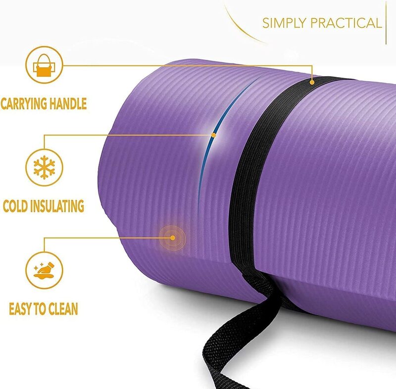 Marshal Fitness Non-Slip and Durable Yoga and Exercise Mat, 10mm, Purple