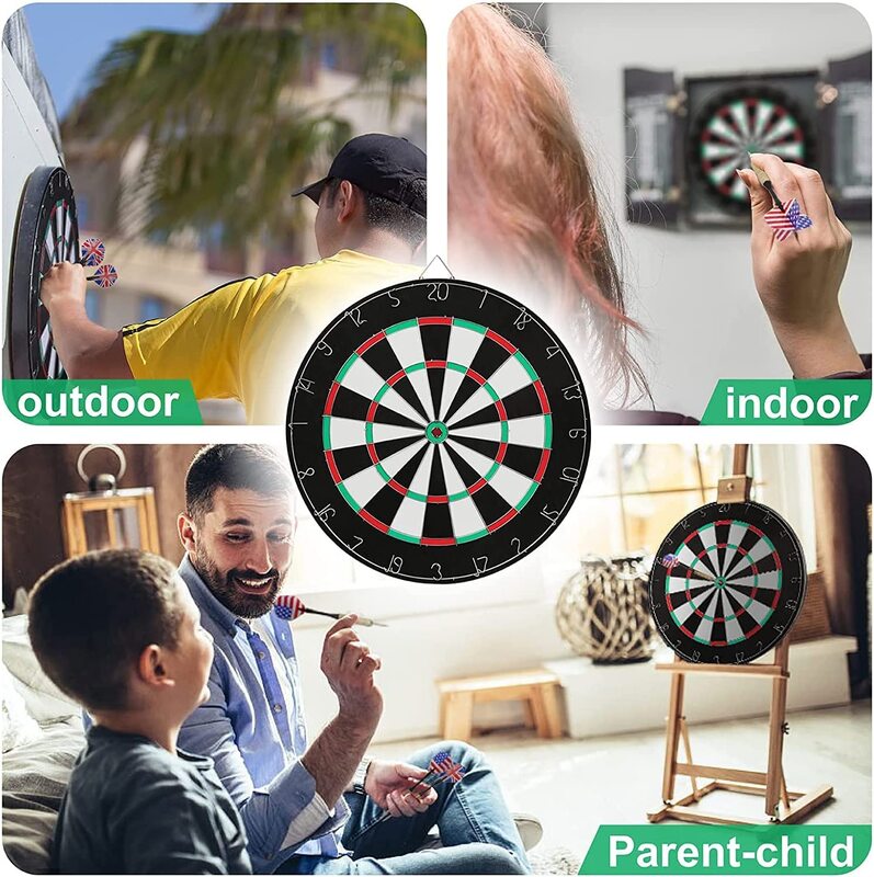 Marshal Fitness 17-Inch Flocked Double-Faced Darts Board with 6 Darts Pin, MF-0231, Multicolour