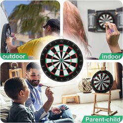 Marshal Fitness 17-Inch Flocked Double-Faced Darts Board with 6 Darts Pin, MF-0231, Multicolour