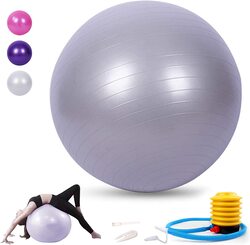 Marshal Fitness Balance & Birthing Anti-Burst Yoga Ball with Quick Pump, 65cm, Silver
