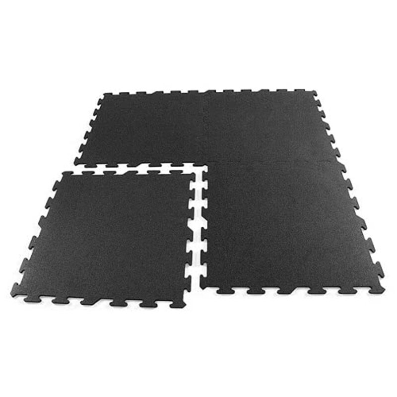 Marshal Fitness Rubber Floor Mat with Interlock, 4 Pieces, GYMLOCK SQ, Black
