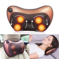 Marshal Fitness Neck Back Massager Pillow with Heat, Mf-0424, Brown