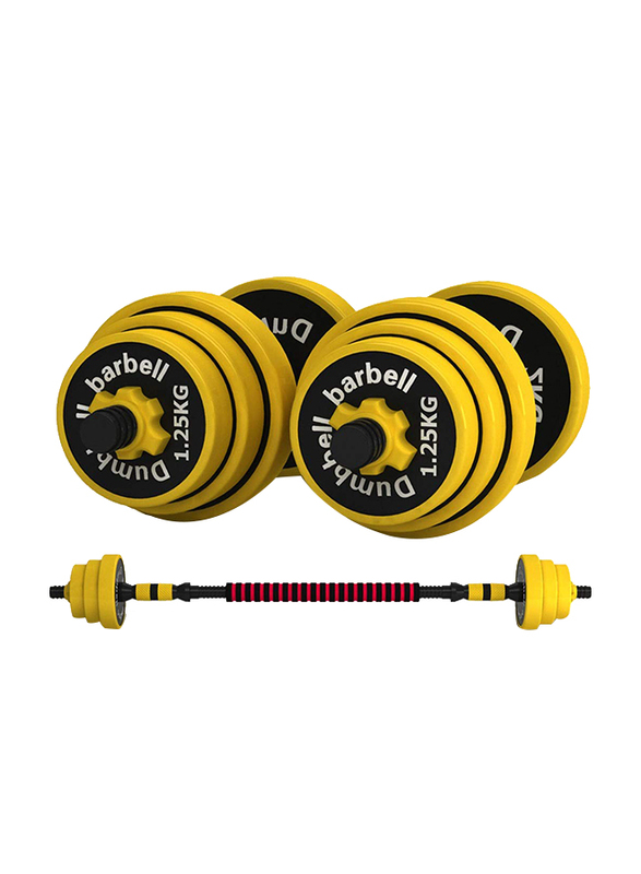 Marshal Fitness Dumbbell Barbell Weight Set, 30KG, MF-0601, Yellow/Black