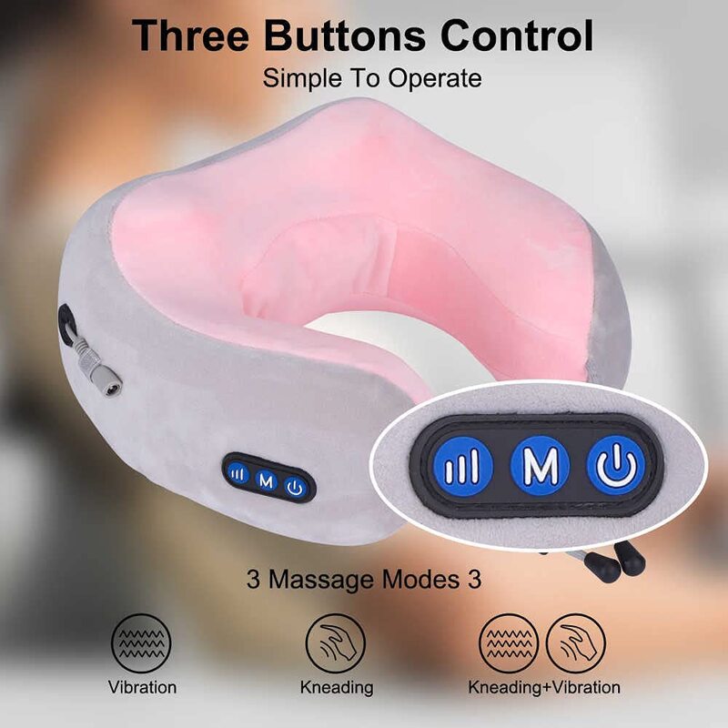 Marshal Fitness U-Shaped Rechargeable Electric Massage Pillow, MF-417, Multicolour
