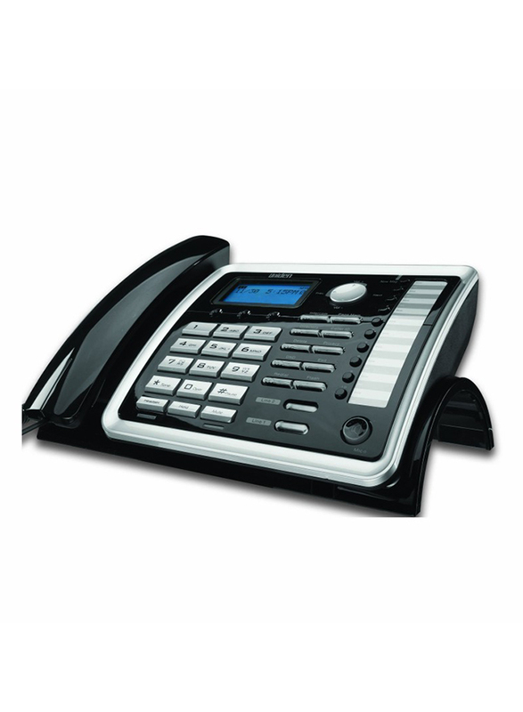 Uniden AT4701 2-Line Wireless Desk Phone System, Black/Silver