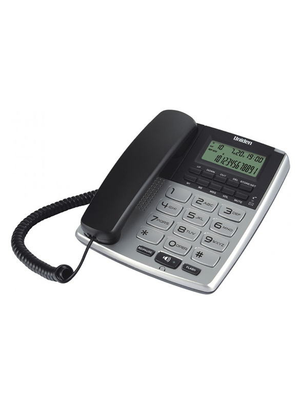 Uniden AS7402 Corded Landline Phone, Silver/Black