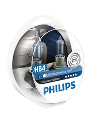 Philips HB4/9006 Diamond Vision Ultimate White Headlight Bulb Set, 51W, 12V, 1 Pair
