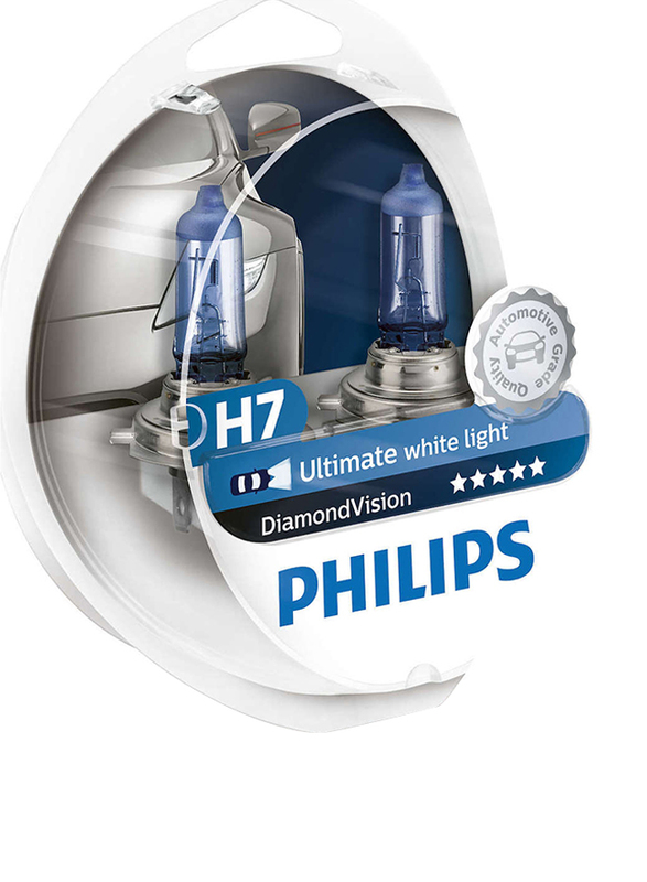 Philips H7 Diamond Vision Ultimate White Headlight Bulb Set, 55W, 12V, 1 Pair