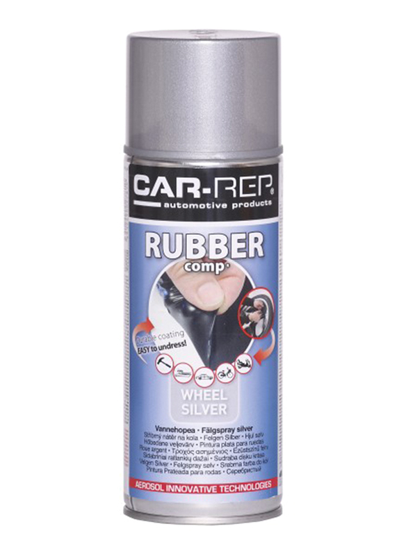 Car-Rep 400ml Rubber Comp Rubberized Wheel Spray, Silver High Gloss