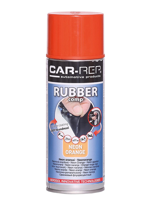 Car-Rep 400ml Rubber Comp Rubberized Spray, Neon Orange