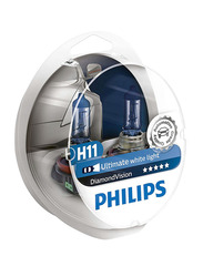 Philips H11 Diamond Vision Ultimate White Headlight Bulb Set, 55W, 12V, 1 Pair