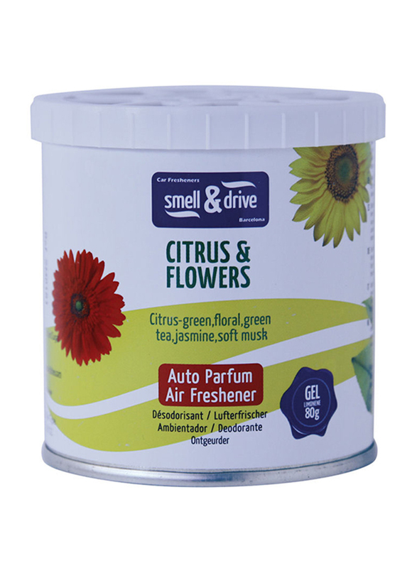 Smell & Drive 80gm Citrus & Flowers Gel Can Air Freshener, Yellow/White