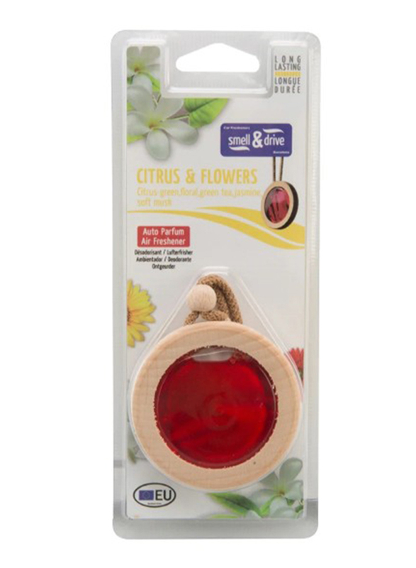 Smell & Drive Citrus & Flowers Hanging Air Freshener, Red