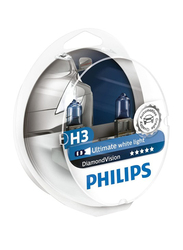 Philips H3 Diamond Vision Ultimate White Headlight Bulb Set, 55W, 12V, 1 Pair