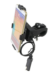 Digidock Mobile Holder With USB Charger for Motorbike, Black