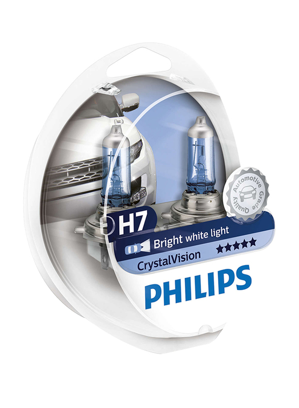 فيليبس طقم لمبات أمامية H7 كريستال فيجن أبيض ساطع ، 55 وات ، 12 فولت ، قطعتين