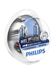 Philips H11 Crystal Vision Bright White Headlight Bulb Set, 55W, 12V, 1 Pair