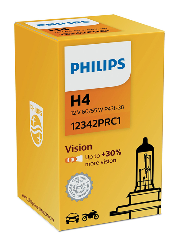 Philips H4 Vision Headlight Bulb, 60/55W, 12V, 1 Piece