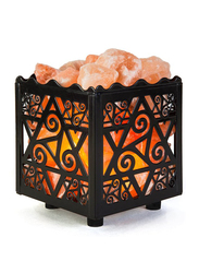 Himalayan Aura 3-5 KG Air Purifying Crystal Salt Chunks in Star Metal Basket Lamp by Photon, Black/Orange