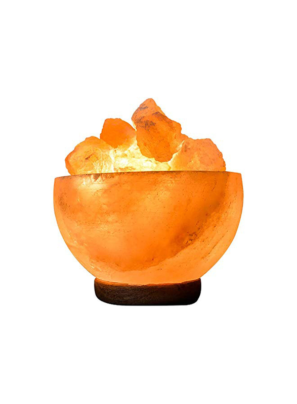Himalayan Aura Fire Bowl Pink Salt Table Lamp by Photon, Brown/Orange