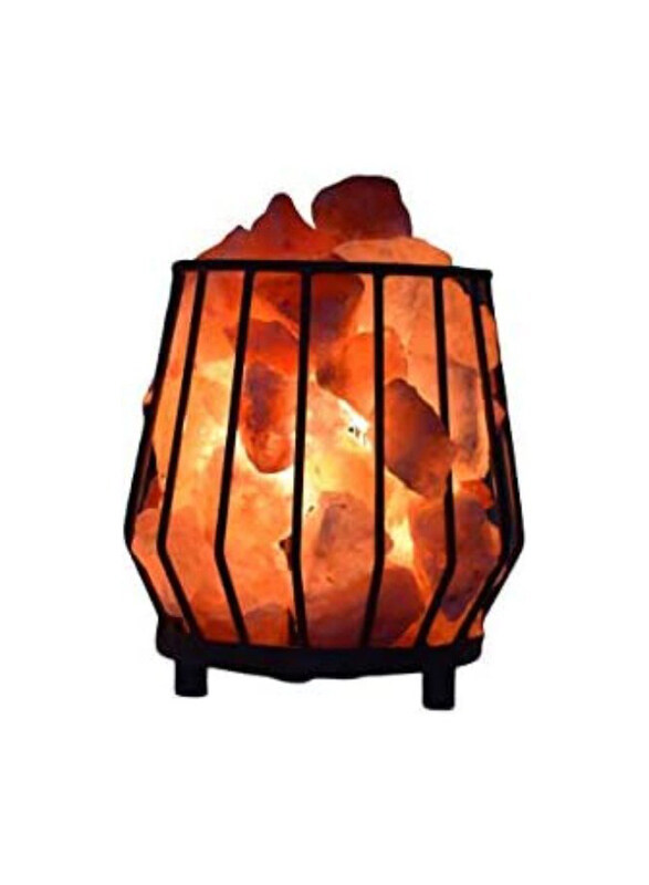 

Himalayan Aura 3-5 KG Air Purifying Crystal Salt Chunks in Round Metal Basket Lamp by Photon, Black/Orange