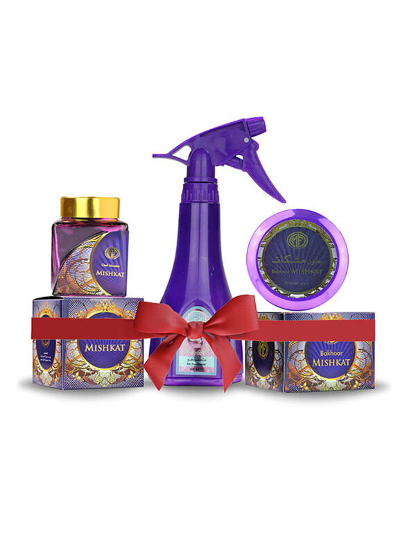 

MF Creations Zainab Air Freshener 300ml + Oud Muattar Mishkat 24gm + Bakhoor Mishkat 70gm Bundle, 3-Piece, Purple